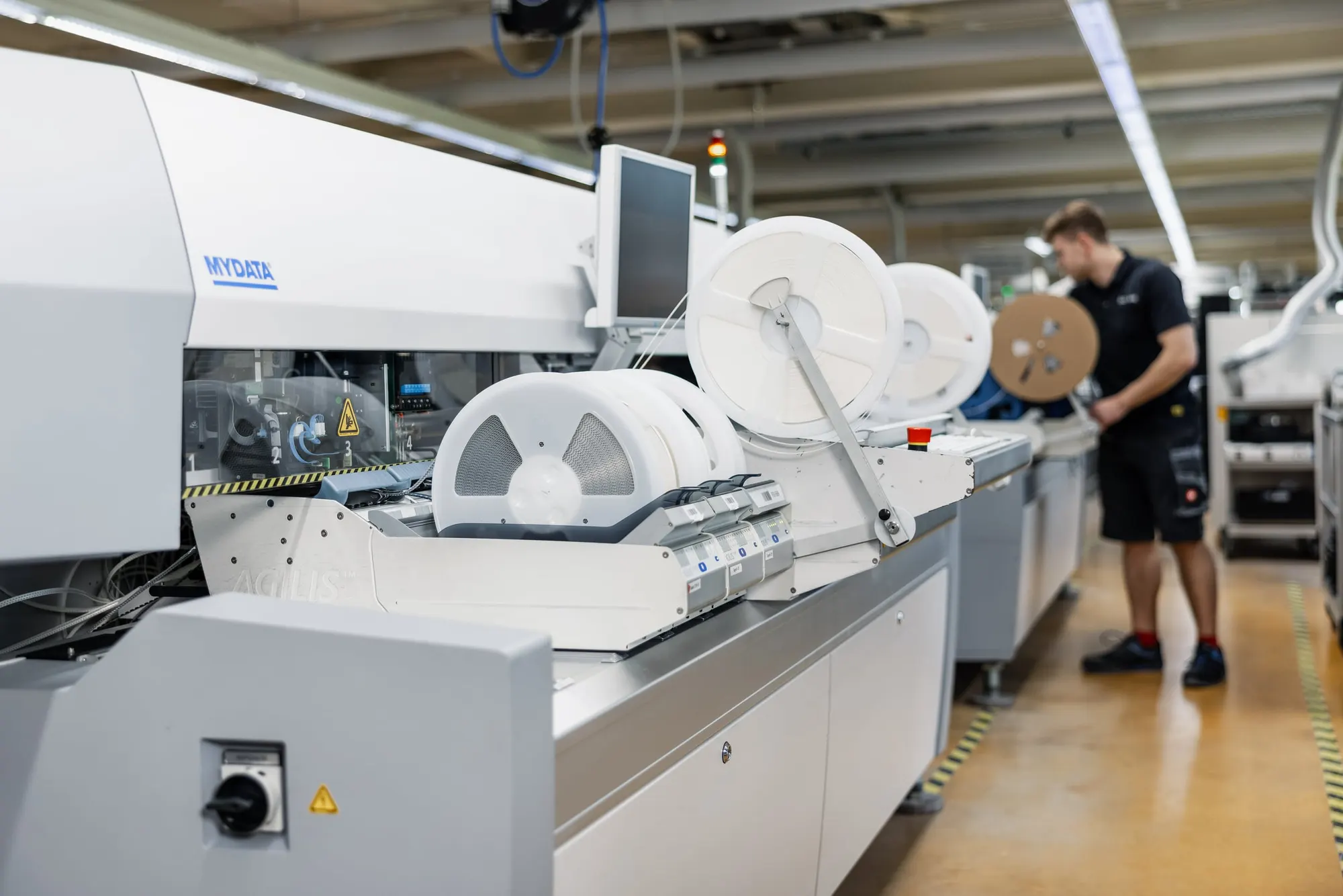 Detailaufnahme einer bestückten elektronischen Baugruppe